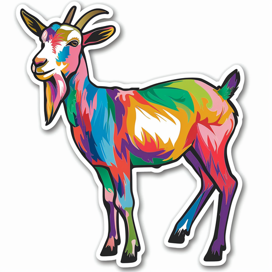 Goat majestic Expressive surreal Vinyl Decal Sticker for Car, Laptop, Tumbler and more # F020636-4" x 4"