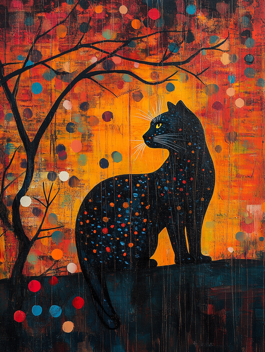 The silhouette of a leopard with an abstract color Expressive surreal Poster # F024829