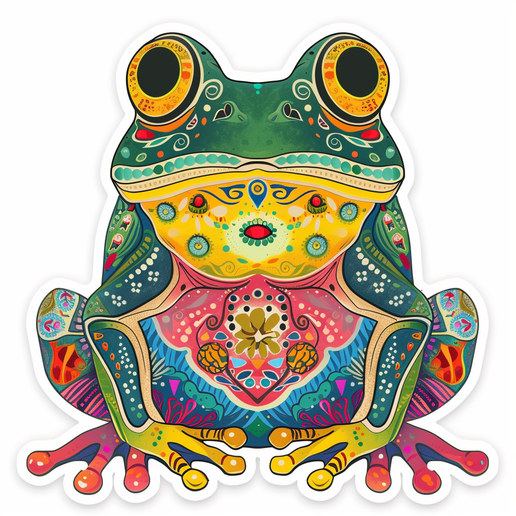 Sticker of a Frog majestic Expressive surreal Vinyl Decal Sticker for Car, Laptop, Tumbler and more # F016782