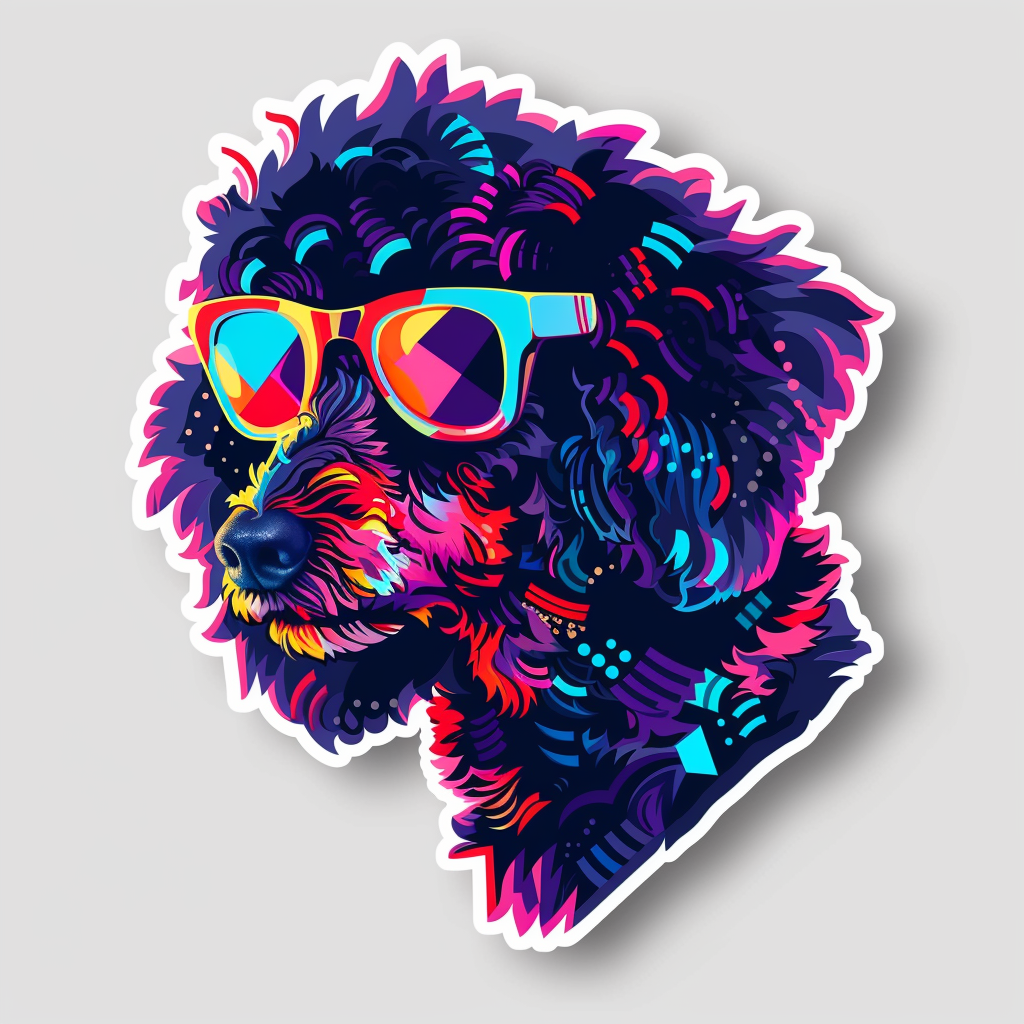 Poodle Dog cyber punk Vinyl Decal Sticker for Car, Laptop, Tumbler and more # F012593