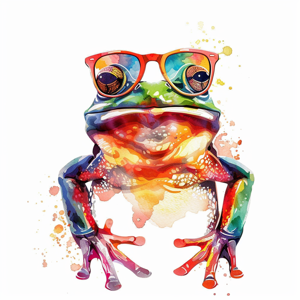 Sticker of a Frog wearing sunglasses majestic Expressive surreal Vinyl Decal Sticker for Car, Laptop, Tumbler and more # F016757