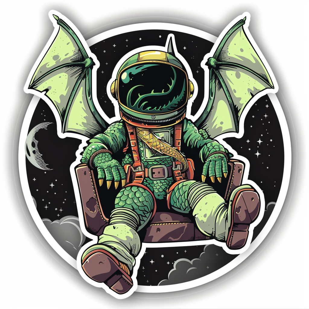 Sticker of a Dragon astronaut majestic Expressive surreal Vinyl Decal Sticker for Car, Laptop, Tumbler and more # F019139