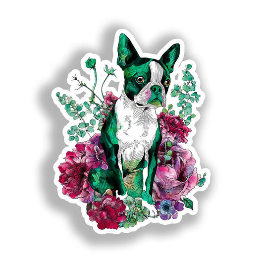 Boston Terrier Dog Vinyl Decal Sticker for Car, Laptop, Tumbler and more # A019000-4" x 4"