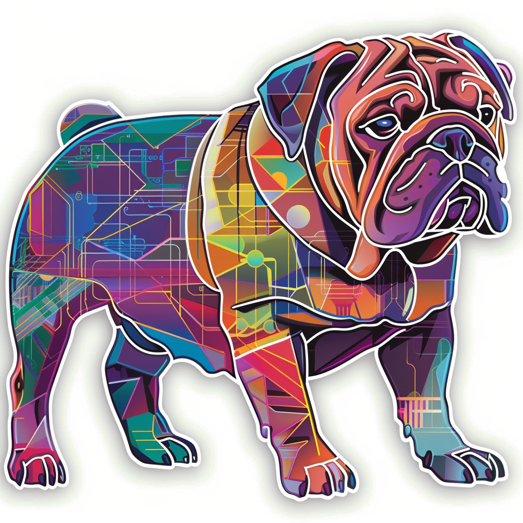 Bulldog Dog cyber punk majestic Expressive surreal Vinyl Decal Sticker for Car, Laptop, Tumbler and more # F017536