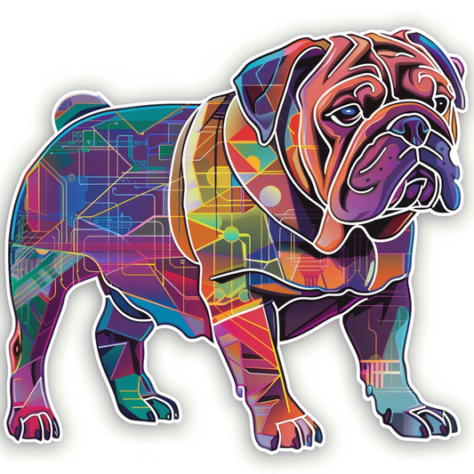 Bulldog Dog cyber punk majestic Expressive surreal Vinyl Decal Sticker for Car, Laptop, Tumbler and more # F017536
