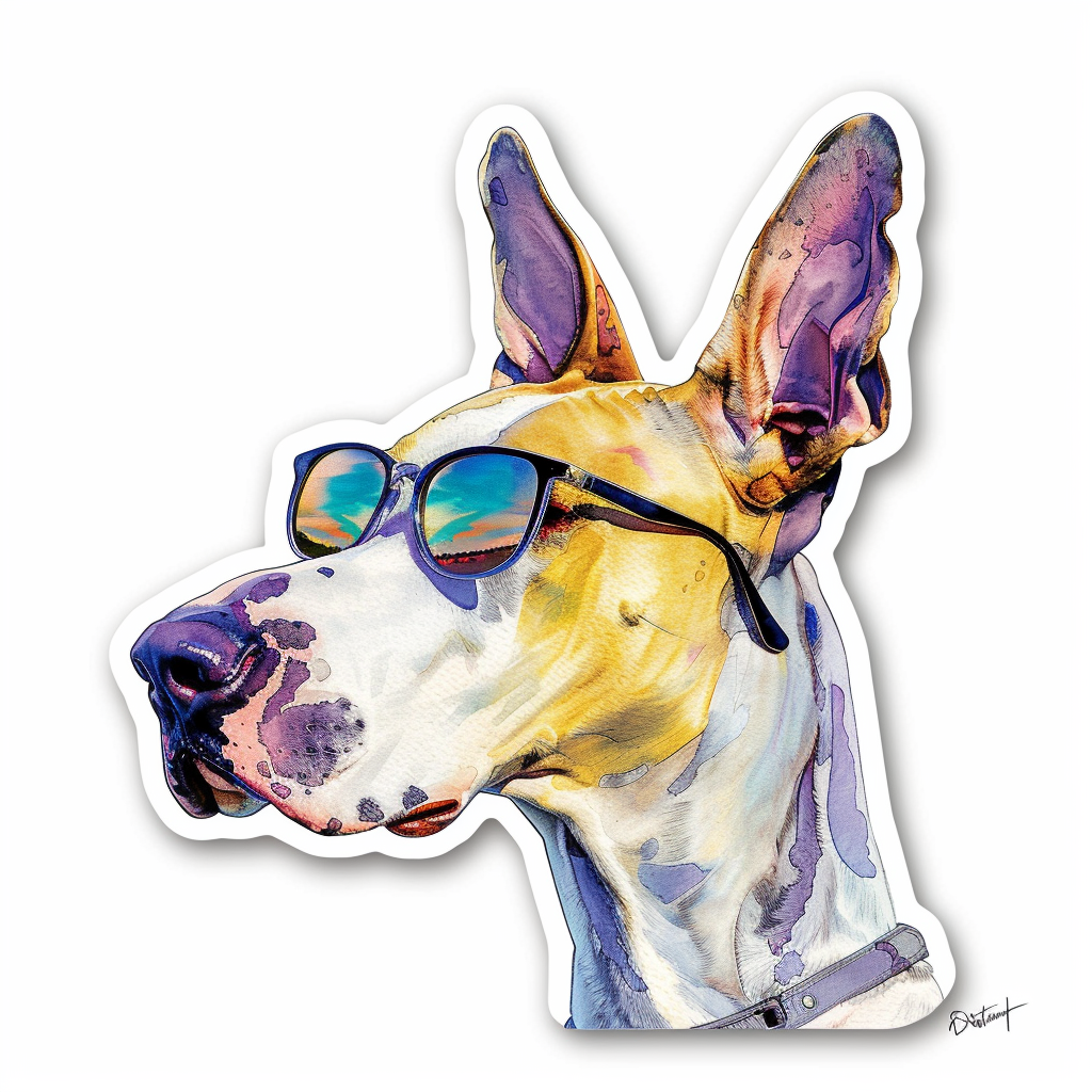 Adorable Great Dane Dog Expressive surreal Vinyl Decal Sticker for Car, Laptop, Tumbler and more # F018108