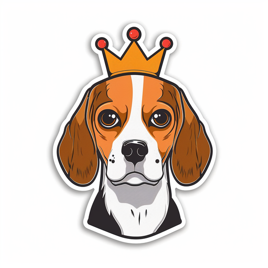 Beagle dog crowned Vinyl Decal Sticker for Car, Laptop, Tumbler and more # F012034