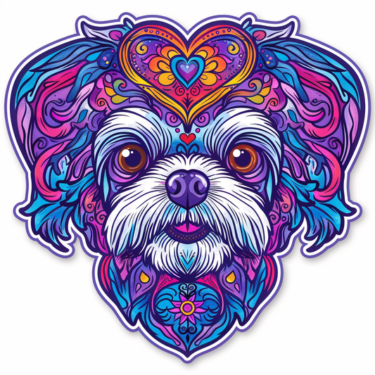 Adorable Shih Tzu Dog Expressive surreal Vinyl Decal Sticker for Car, Laptop, Tumbler and more # F018223