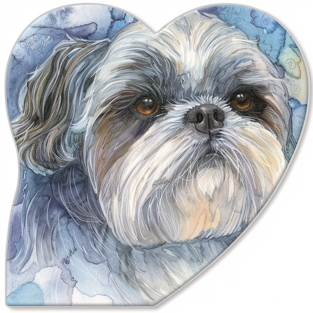 Adorable Shih Tzu Dog Expressive surreal Vinyl Decal Sticker for Car, Laptop, Tumbler and more # F018238