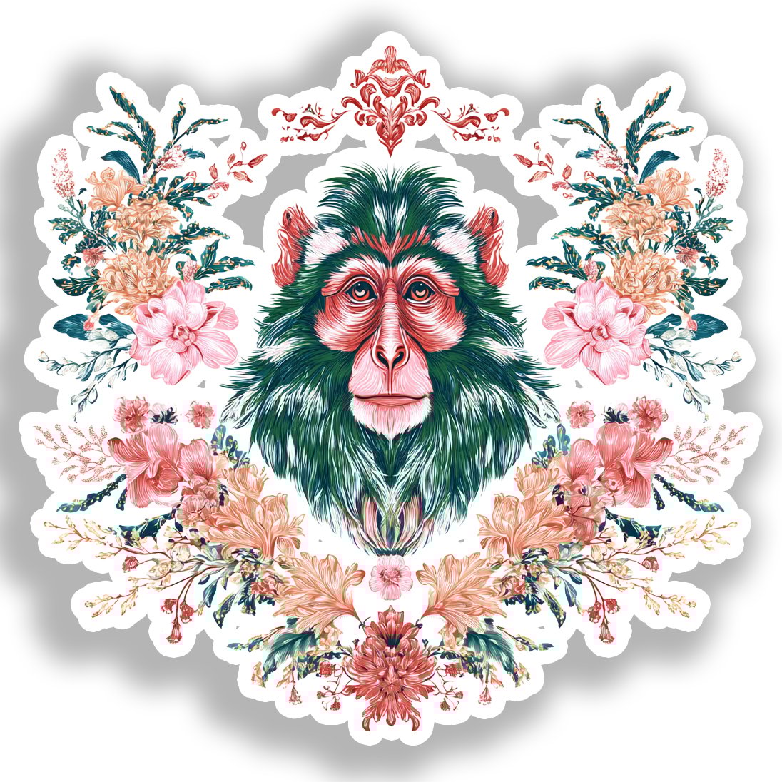 Monkey Vinyl Decal Sticker for Car, Laptop, Tumbler and more # A018443-4" x 4"