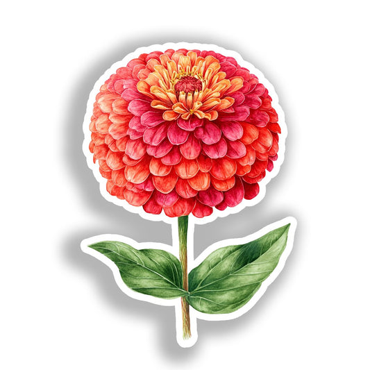 Zinnia Flower Vinyl Decal Sticker for Car, Laptop, Tumbler and more # A019070-4" x 4"