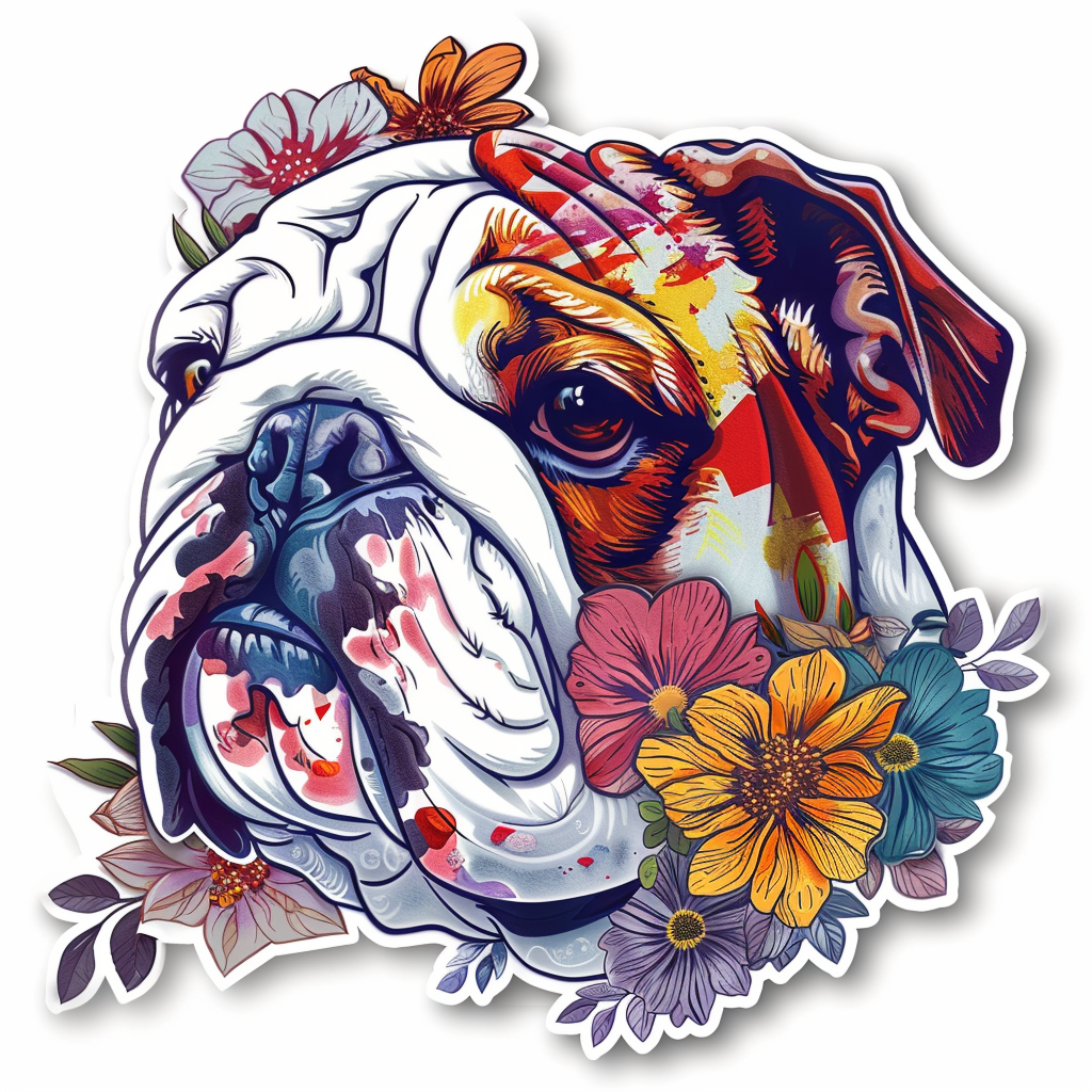 Bulldog Dog majestic Expressive surreal Vinyl Decal Sticker for Car, Laptop, Tumbler and more # F017593