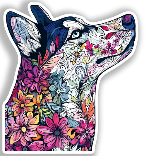 Siberian Husky Dog Vinyl Decal Sticker for Car, Laptop, Tumbler and more # A019105-4" x 4"