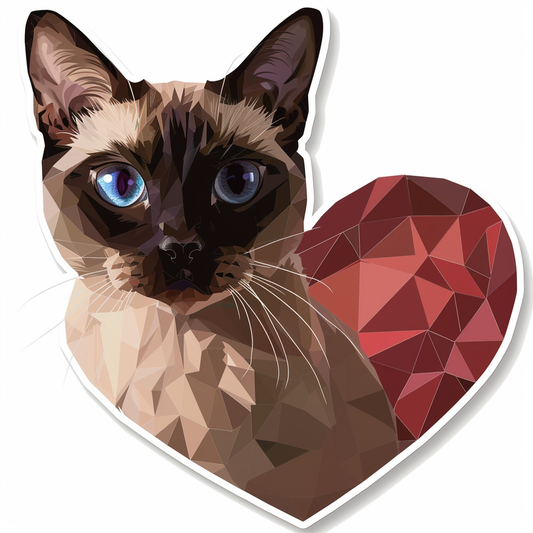 Burmese Cat heartcore Vinyl Decal Sticker for Car, Laptop, Tumbler and more # F011002