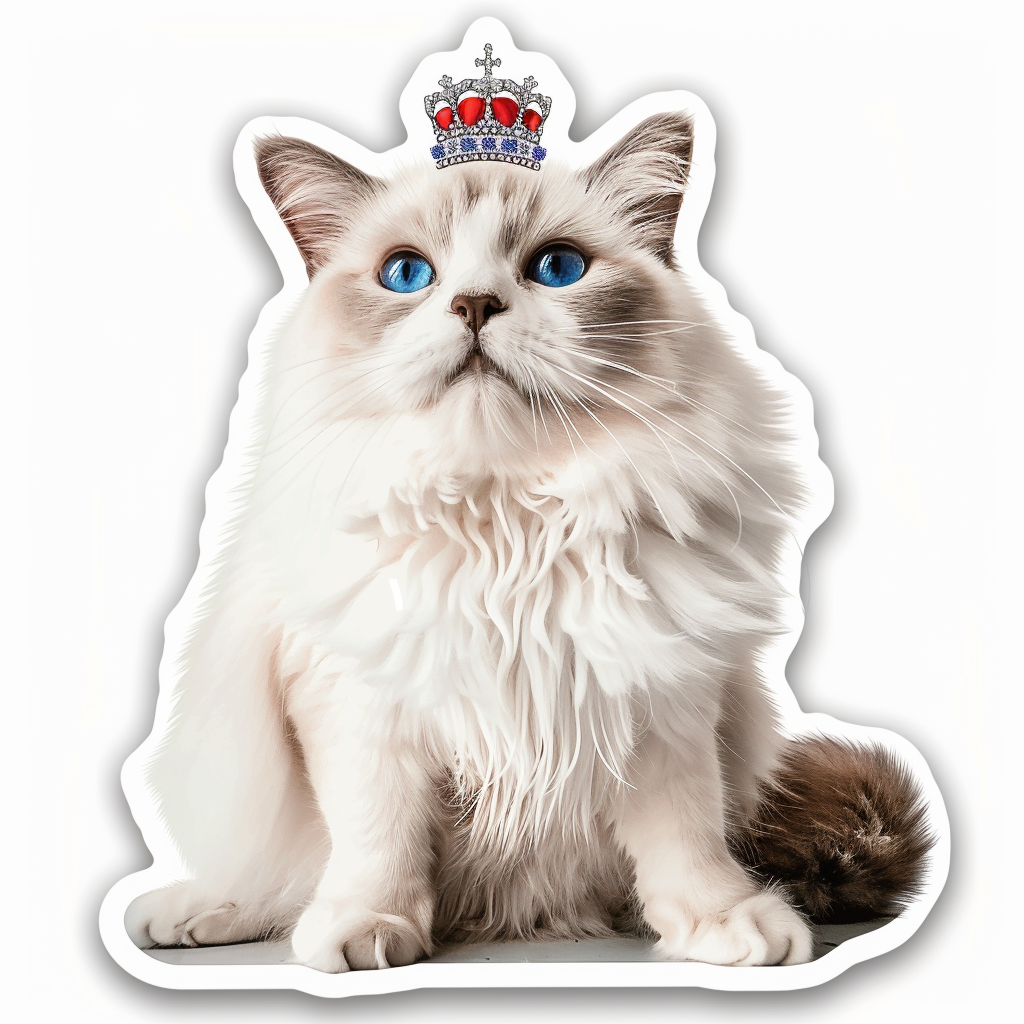 Ragdoll Cat crowned Vinyl Decal Sticker for Car, Laptop, Tumbler and more # F010255