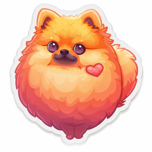 Sticker of a Pomeranian Dog majestic Expressive surreal Heartcore Vinyl Decal Sticker for Car, Laptop, Tumbler and more # F013974