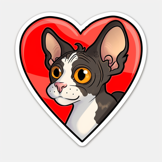 Adorable Cornish Rex Cat Expressive surreal Vinyl Decal Sticker for Car, Laptop, Tumbler and more # F021561-4" x 4"