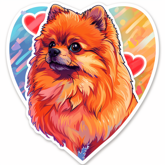 Sticker of a Pomeranian Dog majestic Expressive surreal Heartcore Vinyl Decal Sticker for Car, Laptop, Tumbler and more # F014084