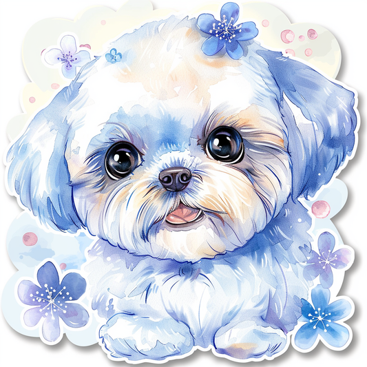 Adorable Shih Tzu Dog Expressive surreal Vinyl Decal Sticker for Car, Laptop, Tumbler and more # F018190