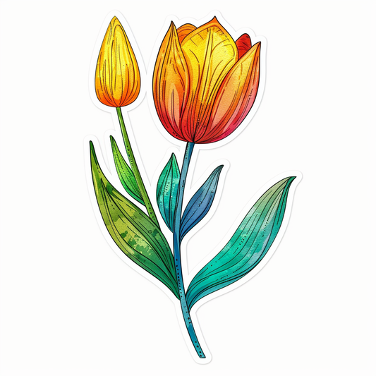 Sticker of a Tulip flower Vinyl Decal Sticker for Car, Laptop, Tumbler and more # F023458