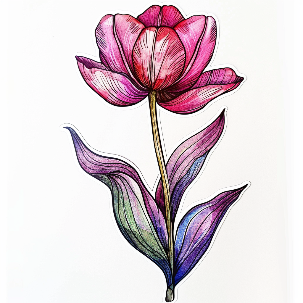 Sticker of a Tulip flower Vinyl Decal Sticker for Car, Laptop, Tumbler and more # F023389