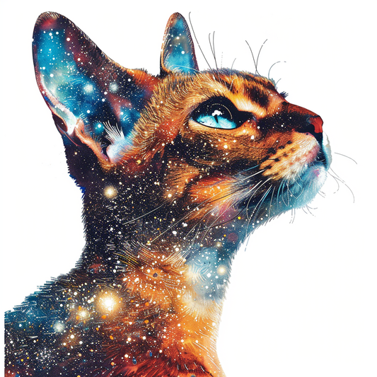 Abyssinian Cat astronaut majestic Expressive surreal Vinyl Decal Sticker for Car, Laptop, Tumbler and more # F021133-4" x 4"