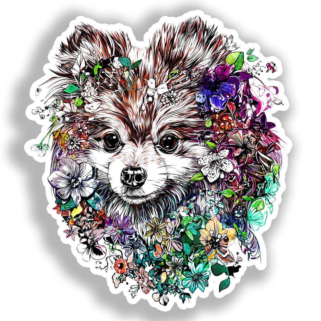 Pomeranian Dog Vinyl Decal Sticker for Car, Laptop, Tumbler and more # A017495-4" x 4"