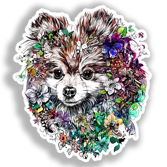 Pomeranian Dog Vinyl Decal Sticker for Car, Laptop, Tumbler and more # A017495-4" x 4"