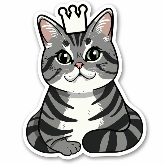 American Shorthair Cat crowned majestic Expressive surreal Vinyl Decal Sticker for Car, Laptop, Tumbler and more # F019817-4" x 4"