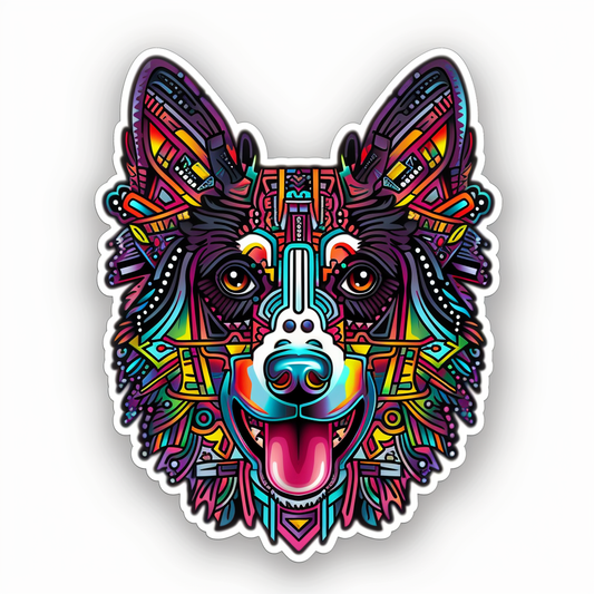 Border Collie Dog majestic Expressive surreal Vinyl Decal Sticker for Car, Laptop, Tumbler and more # F021792-4" x 4"