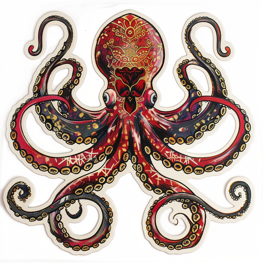 Sticker of a Octopus heartcore majestic Expressive surreal Vinyl Decal Sticker for Car, Laptop, Tumbler and more # F015682