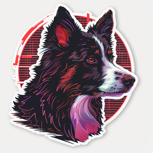 Border Collie Dog majestic Expressive surreal Vinyl Decal Sticker for Car, Laptop, Tumbler and more # F021806-4" x 4"