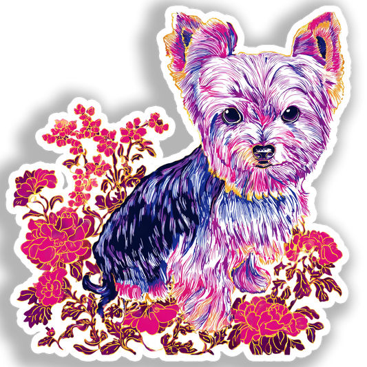 Yorkshire Terrier Dog Vinyl Decal Sticker for Car, Laptop, Tumbler and more # A017179-4" x 4"