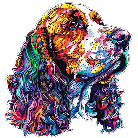 Cocker Spaniel Dog majestic Expressive surreal Vinyl Decal Sticker for Car, Laptop, Tumbler and more # F020043-4" x 4"