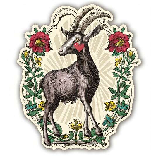 Goat majestic Expressive surreal Vinyl Decal Sticker for Car, Laptop, Tumbler and more # F020697-4" x 4"