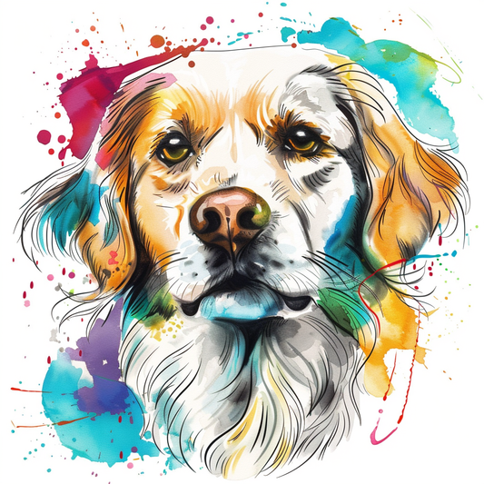 Golden Retriever Expressive surreal Vinyl Decal Sticker for Car, Laptop, Tumbler and more # F020373-4" x 4"