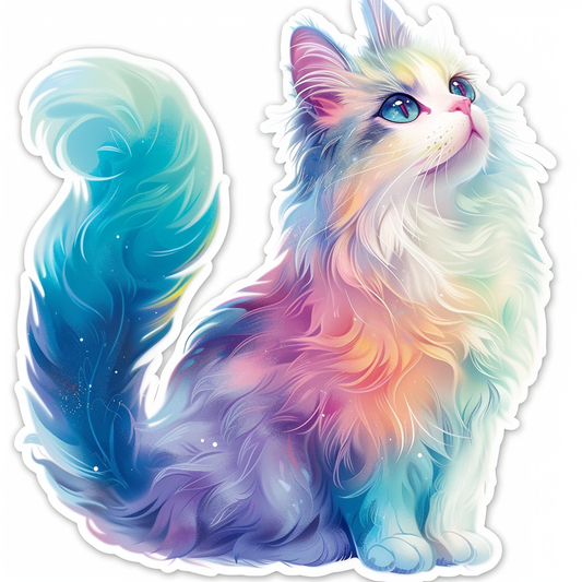 Adorable Turkish Angora Cat  Vinyl Decal Sticker for Car, Laptop, Tumbler and more # F020885-4" x 4"