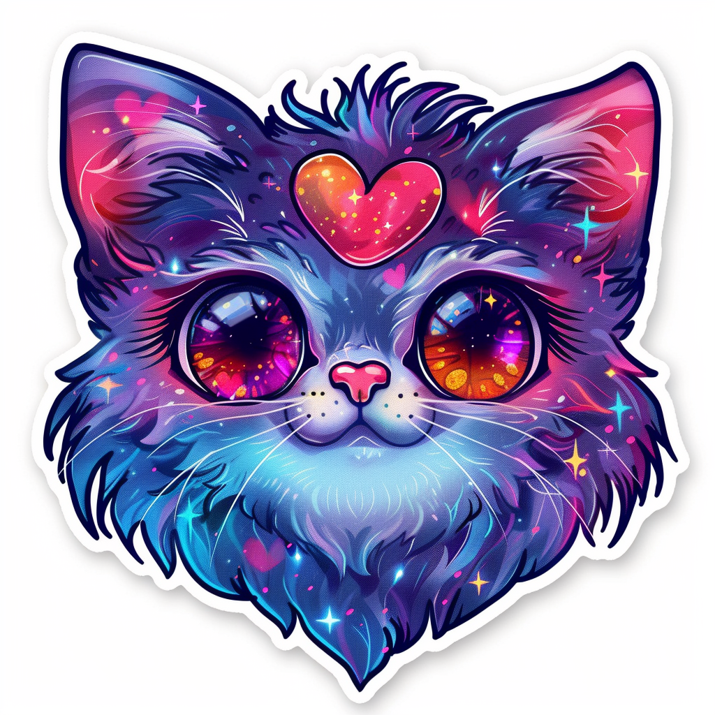 Sticker of a Persian Cat Expressive surreal Vinyl Decal Sticker for Car, Laptop, Tumbler and more # F016395