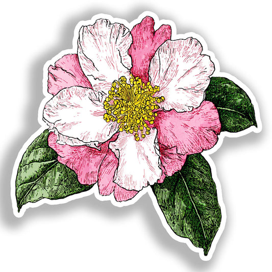 Camellia Flower Vinyl Decal Sticker for Car, Laptop, Tumbler and more # A018871-4" x 4"