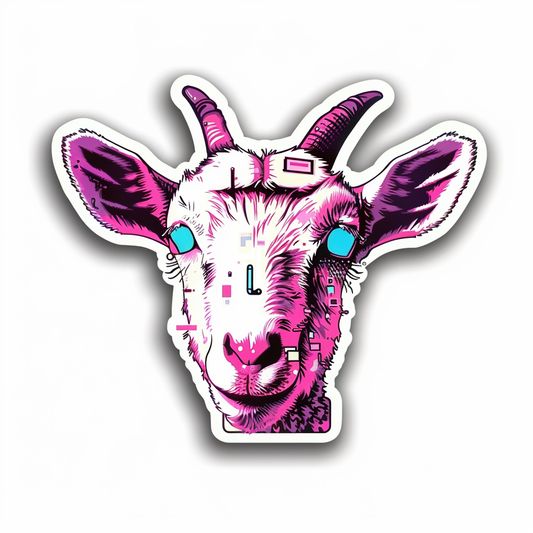 Goat cyber punk majestic Expressive surreal Vinyl Decal Sticker for Car, Laptop, Tumbler and more # F020617-4" x 4"
