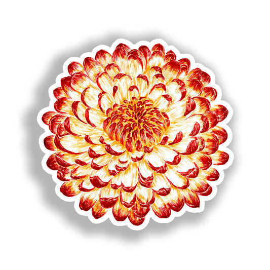 Chrysanthemum Flower Vinyl Decal Sticker for Car, Laptop, Tumbler and more # A018869-4" x 4"