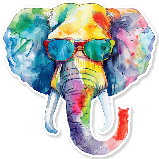 Elephant Expressive surreal Vinyl Decal Sticker for Car, Laptop, Tumbler and more # F022206-4" x 4"