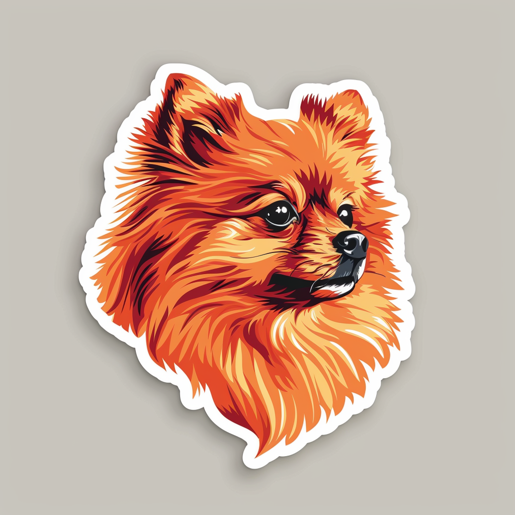 Sticker of a Pomeranian Dog majestic Expressive surreal Vinyl Decal Sticker for Car, Laptop, Tumbler and more # F013845