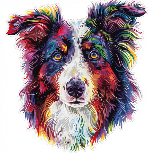 Border Collie Dog majestic Expressive surreal Vinyl Decal Sticker for Car, Laptop, Tumbler and more # F021696-4" x 4"
