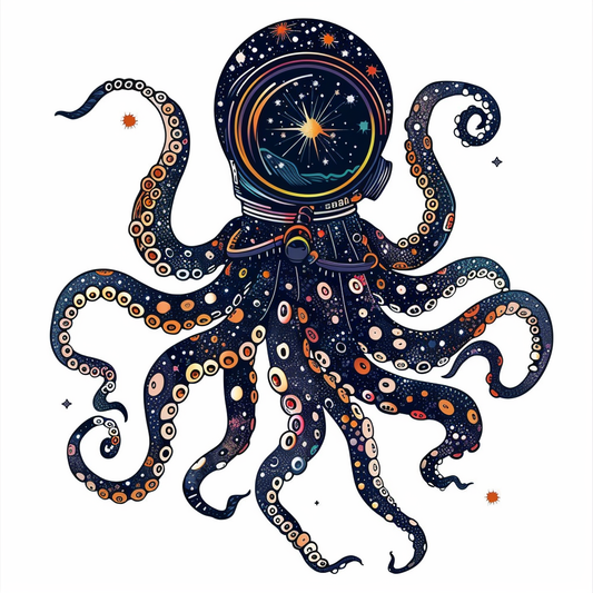 Sticker of an Octopus astronaut majestic Expressive surreal Vinyl Decal Sticker for Car, Laptop, Tumbler and more # F015417