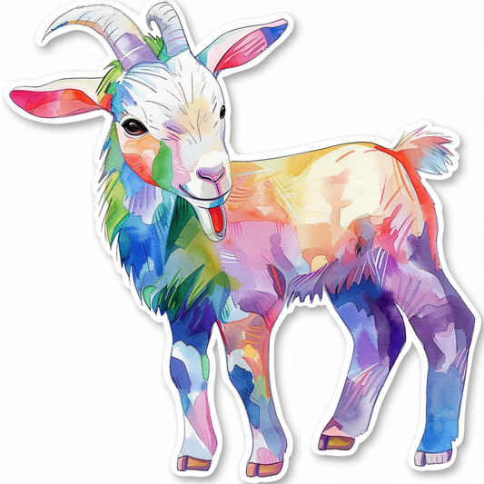 Goat majestic Expressive surreal Vinyl Decal Sticker for Car, Laptop, Tumbler and more # F020596-4" x 4"