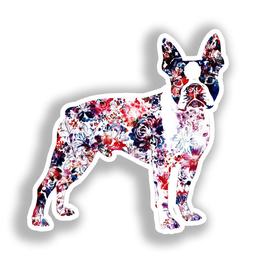 Boston Terrier Dog Vinyl Decal Sticker for Car, Laptop, Tumbler and more # A019008-4" x 4"