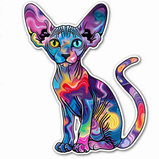 Adorable Cornish Rex Cat Expressive surreal Vinyl Decal Sticker for Car, Laptop, Tumbler and more # F021592-4" x 4"