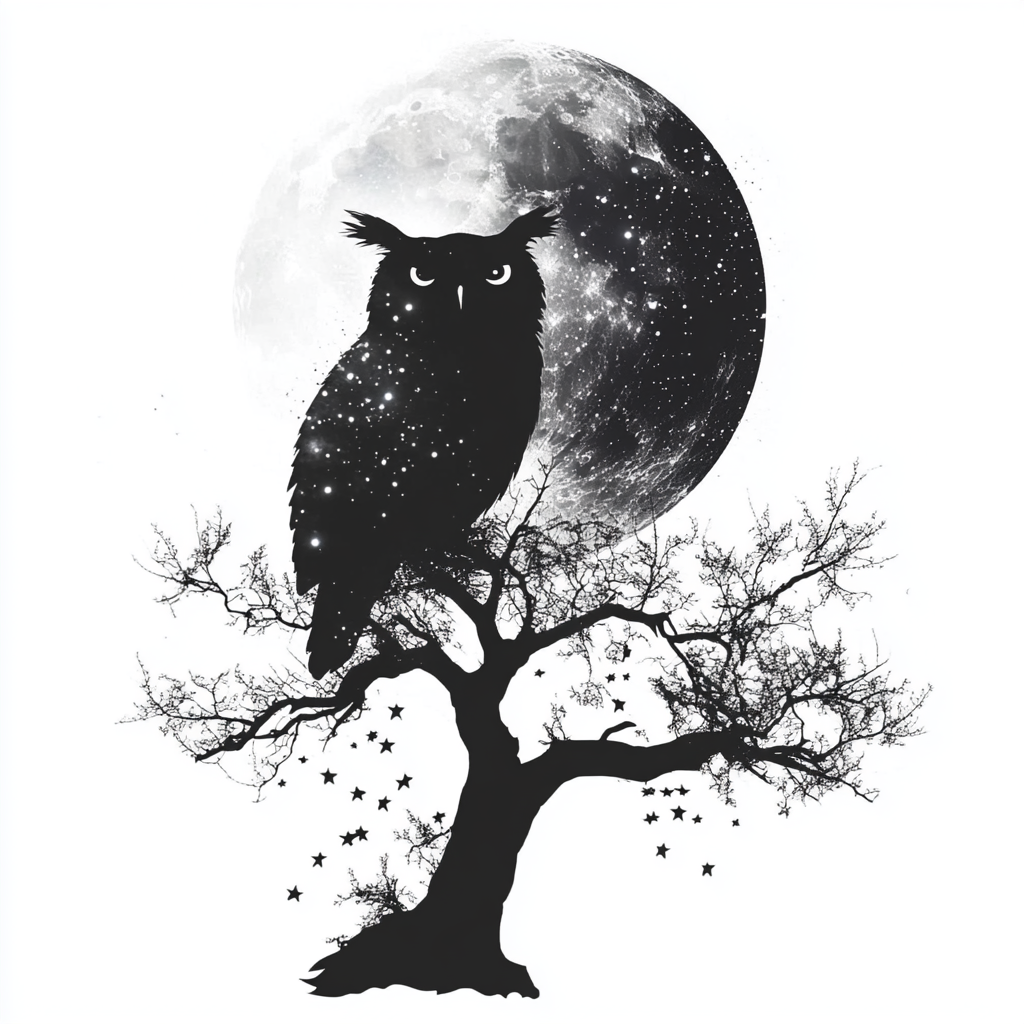 Owl Moon and Stars Vinyl Decal Sticker for Car, Laptop, Tumbler and more # F025744