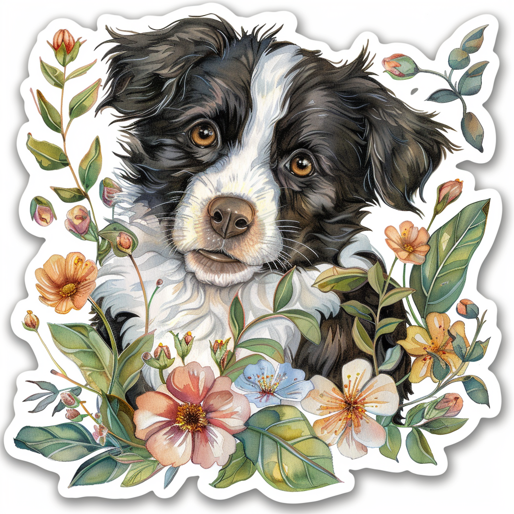 Sticker of a Border Collie Dog majestic Expressive surreal Vinyl Decal Sticker for Car, Laptop, Tumbler and more # F021891